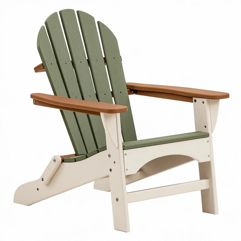 Adirondack-Gartenstuhl 90 x 75 x 95 cm aus Kunststoff Grün/Braun/Weiss mit breiten Armlehnen