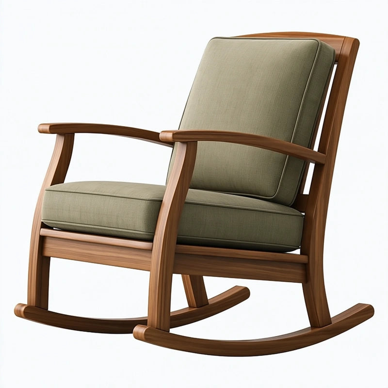 Schaukelstuhl 70 x 90 x 100 cm Holz Stoff Olivgrün Braun skandinavischer Stil
