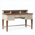 Schreibtisch 150 x 60 x 95 cm aus Holz Creme Braun mit Schubladen und Ablagen