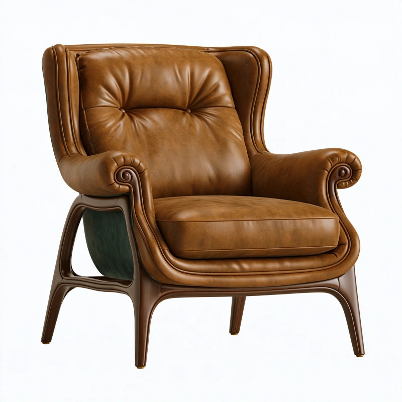 Ohrensessel 82 x 90 x 105 cm brauner Lederoptikbezug klassischer Polstersessel