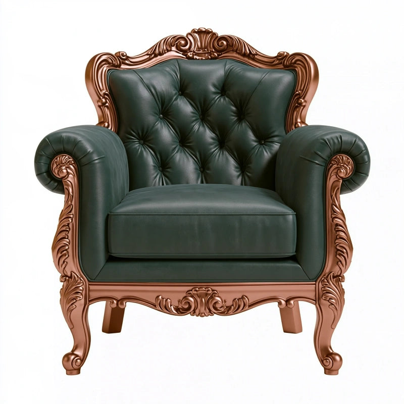 Sessel 100 x 90 x 115 cm Kunstleder Dunkelgrün Barockstil
