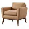 Sessel 82 x 86 x 88 cm in Kunstleder Beige mit Holzbeinen im modernen Stil