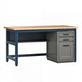 Werkbank 150 x 60 x 88 cm aus Holz und Stahl mit Schubladen und Lochwand